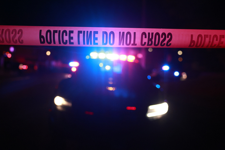 Police Line Do Not Cross Tape At The Scene Of A Violent Crime