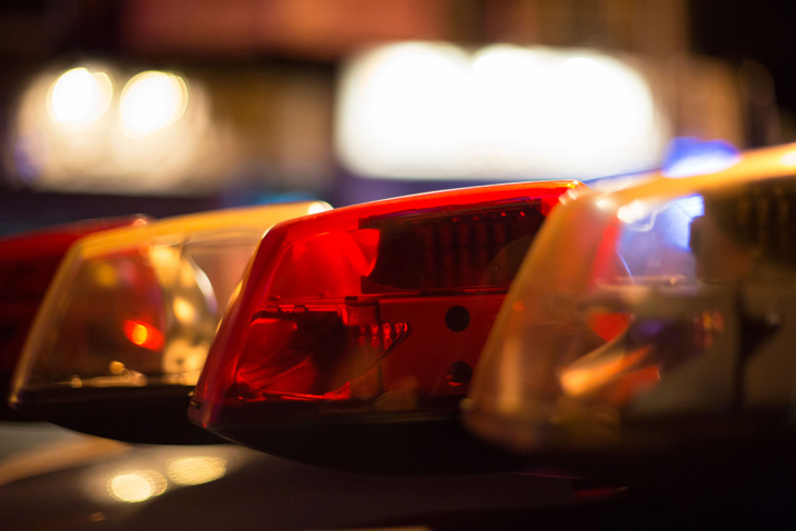 Closeup shot of red and white police lights