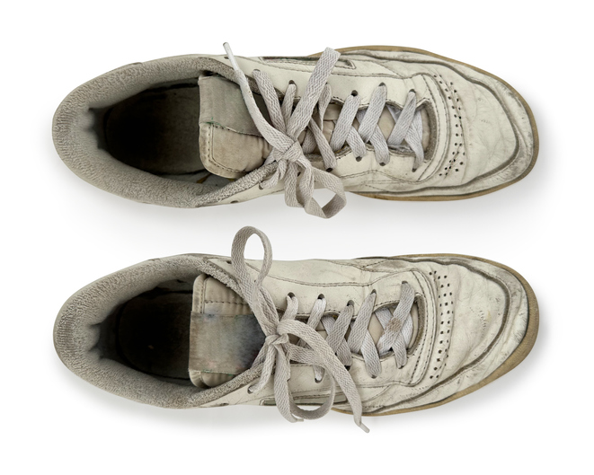 Old Vintage Generic Leather Sneakers Clear-Cut on White Background