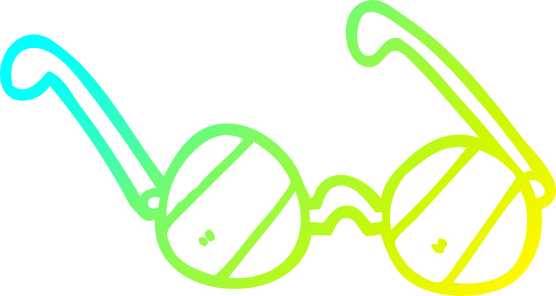 cold gradient line drawing of a cartoon glass spectacles