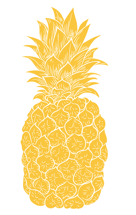 Flat Color Pineapple Silhouette On A Transparent Background