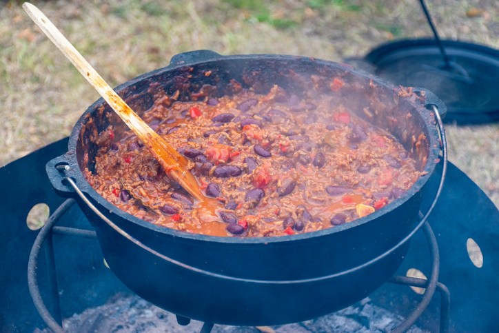 Chili con carne in a cooking pot