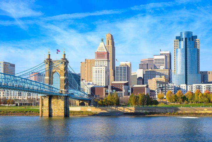 Ohio River Bridge and Cincinnati Skyline