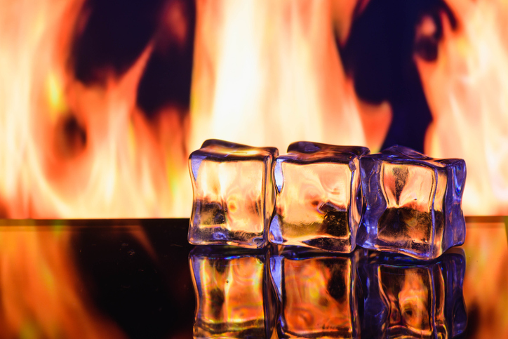 Burning ice cubes, fire and ice.