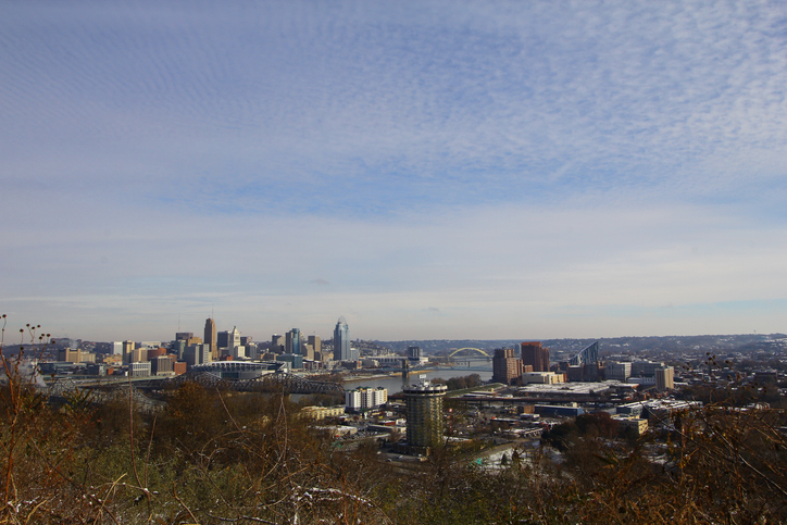 Cincinnati, Ohio Seen From Devou Park, Kentucky in Winter