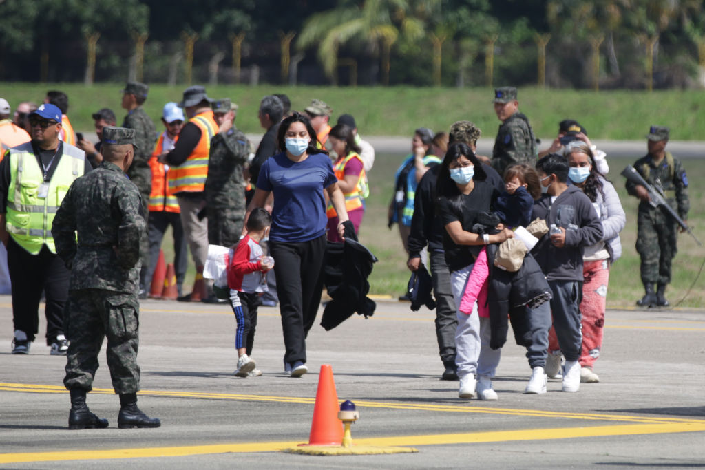 Deported Migrants arrive from US in a military plane in Honduras