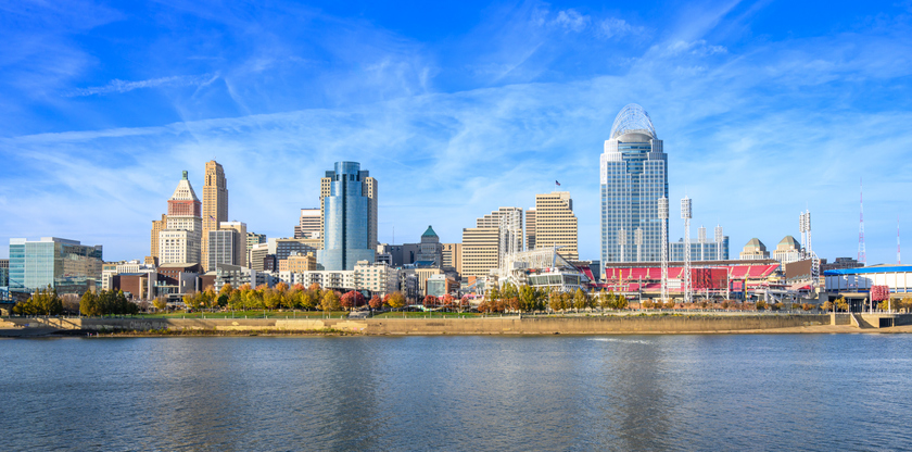 Cincinnati Skyline and Ohio River Panorama