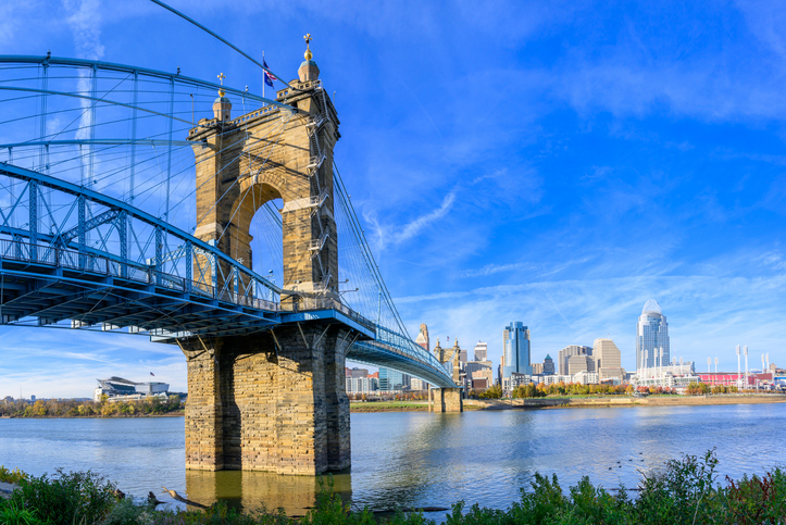 Ohio River Bridge and Cincinnati Skyline